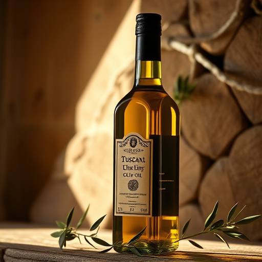 Bottle of extra virgin olive oil from Tuscany, Italy
