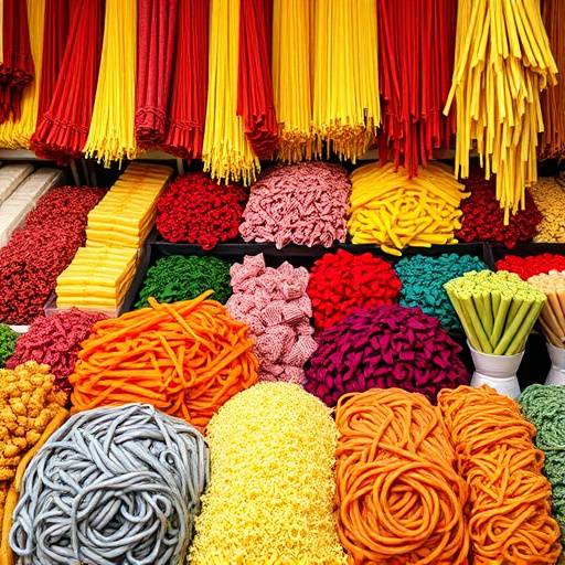 Display of different types of Italian pasta